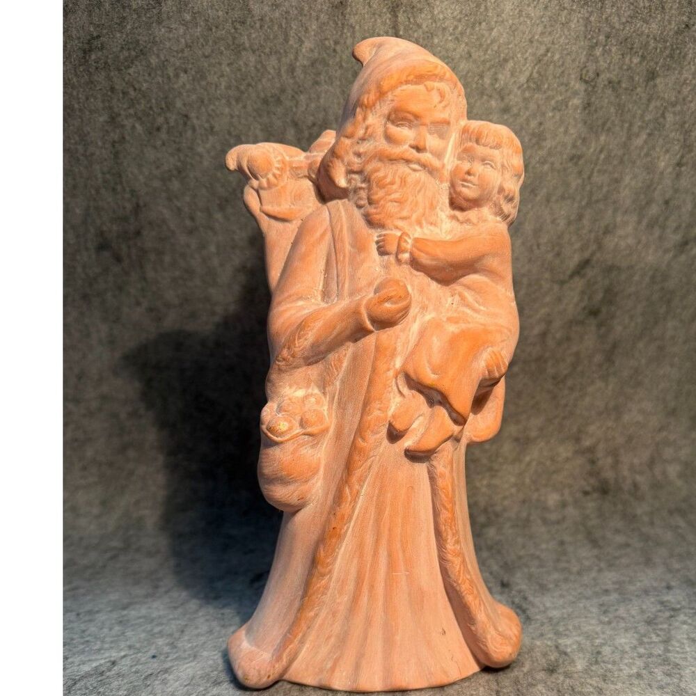 Ceramic Bisque Old World Santa with Child Figurine